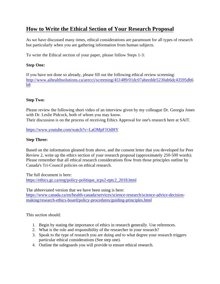 Writing the Ethical Section of a Research Proposal