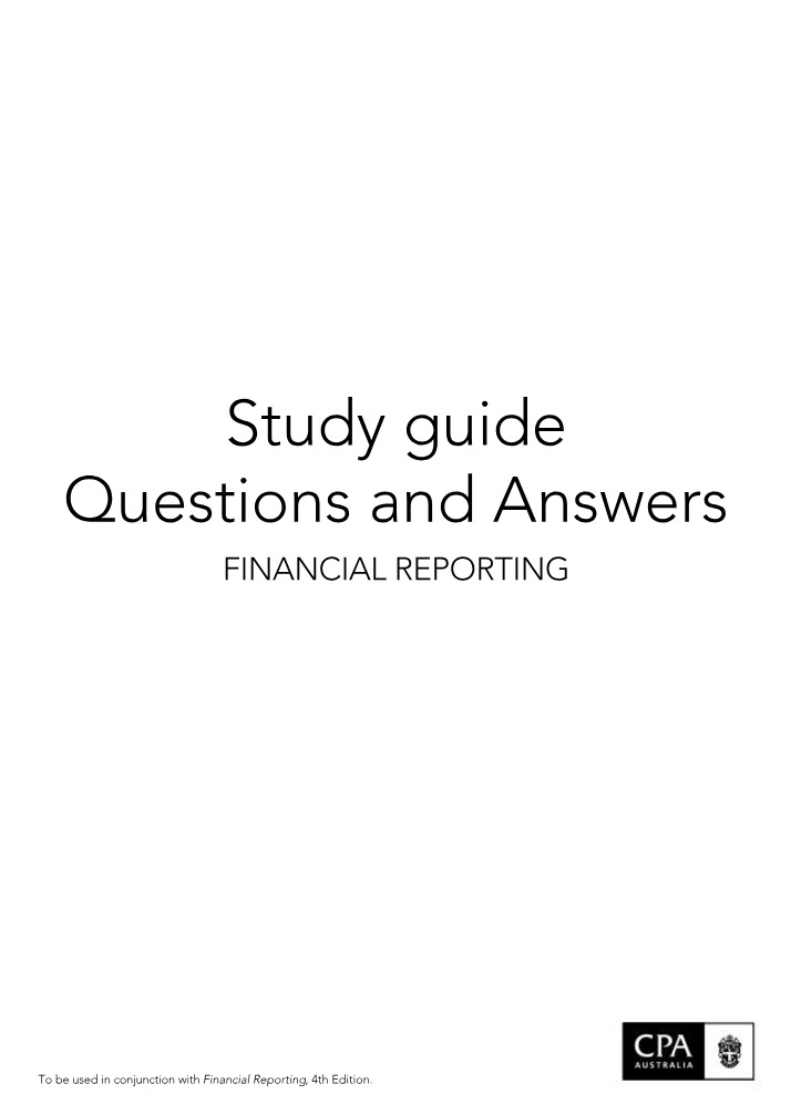 Study Guide - Financial Reporting Questions and Answers