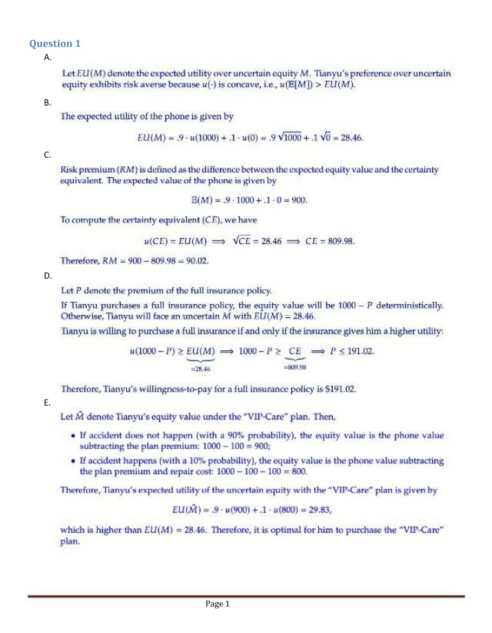 Exam IA Answer Key