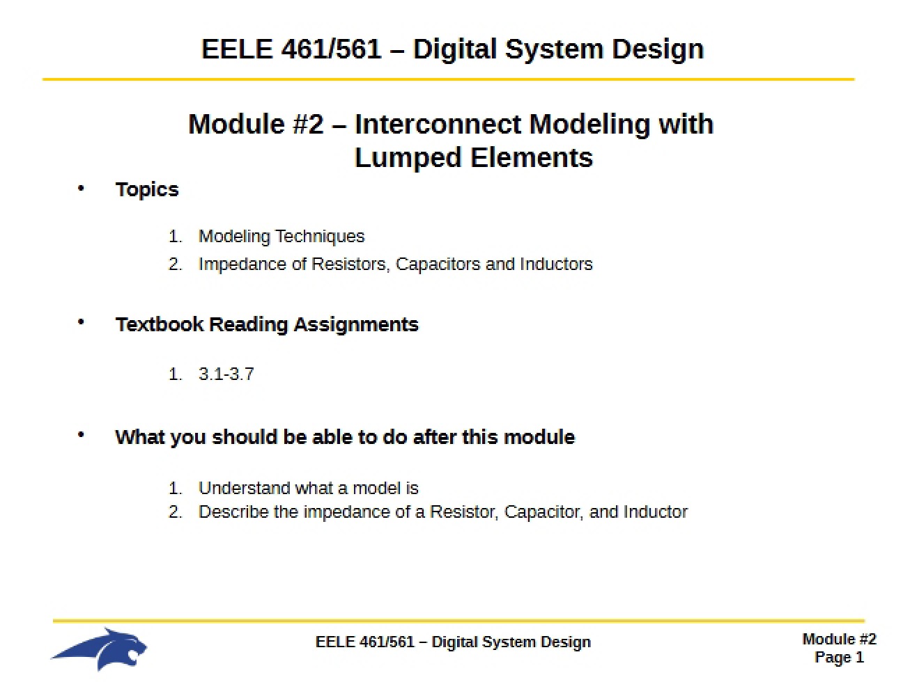 Lumped Element Interconnect Modeling Module 2