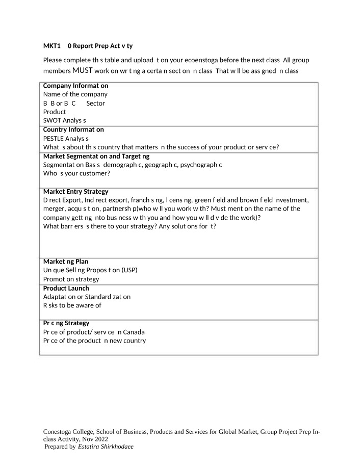 MKT1540 Activity - Report Preparation