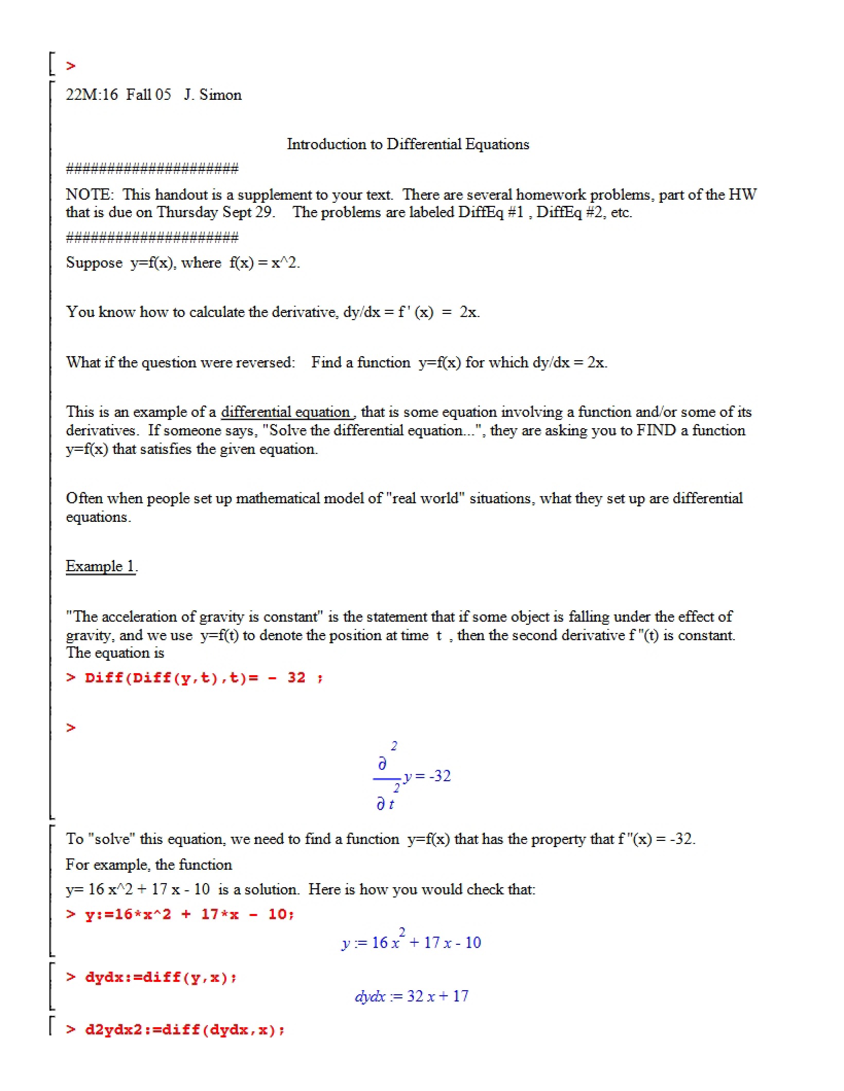 Differential Equations Introduction