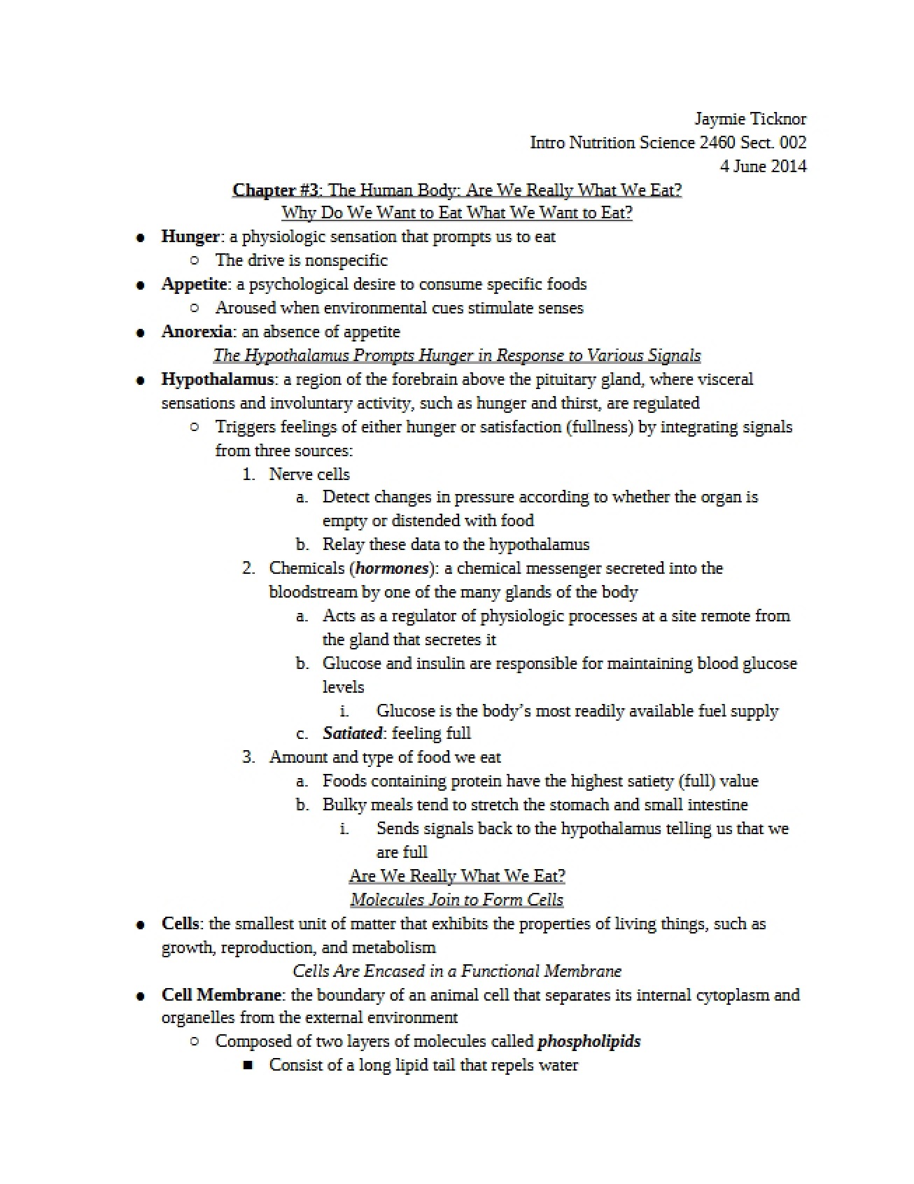 Human Body Systems (Ch. 3)
