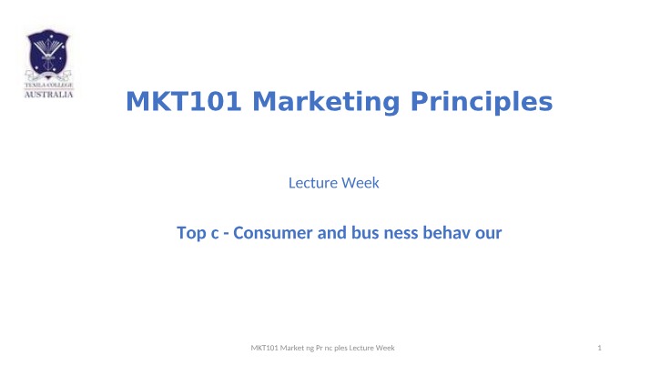 Marketing Principles - Lecture 5