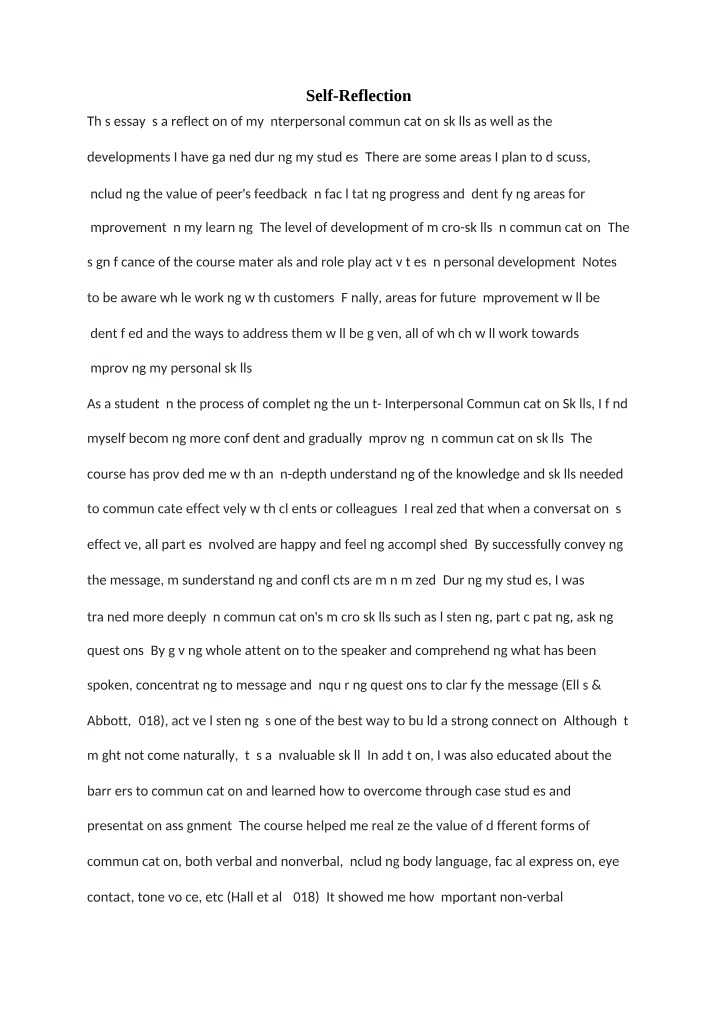 Reflection on Improving Interpersonal Communication Skills