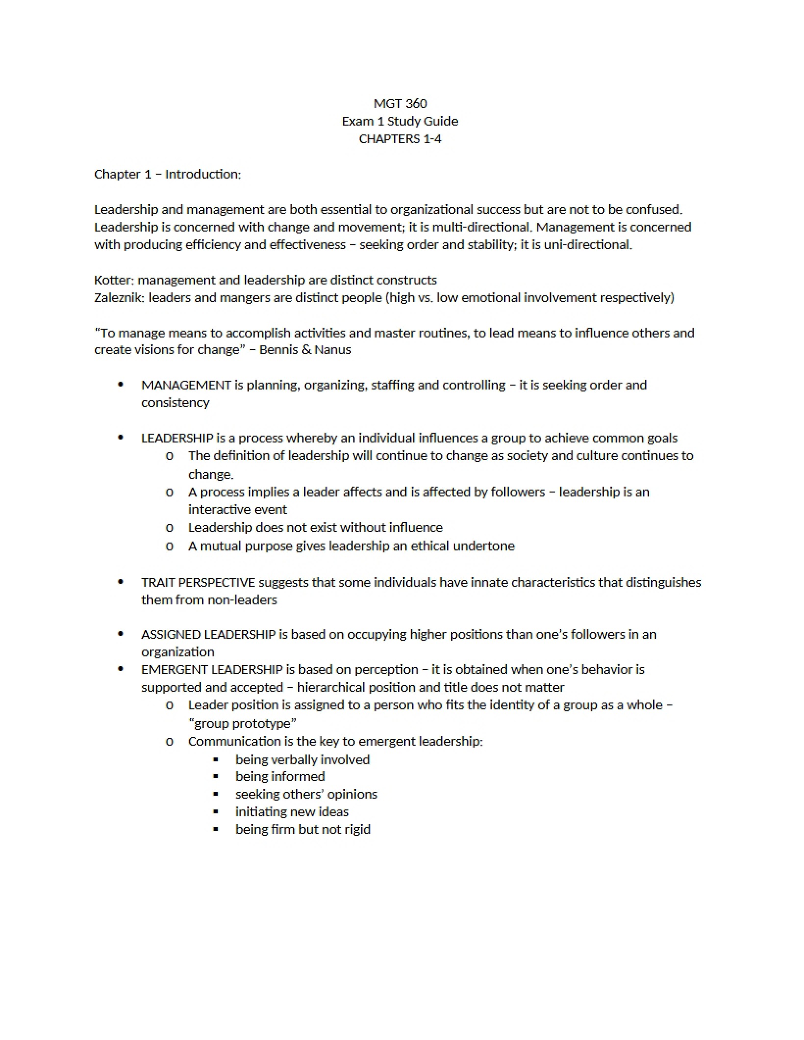 Management and Leadership