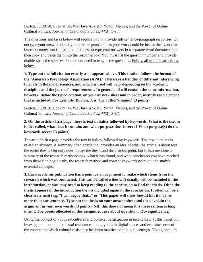 WRITING1020 - Reading Assignment