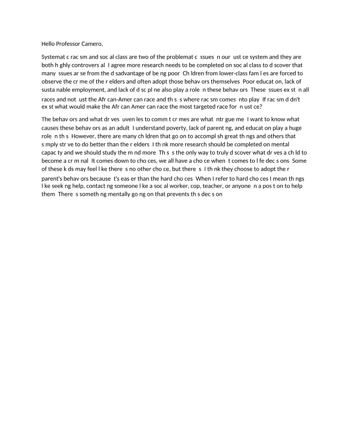 Impact of Systematic Racism and Social Class