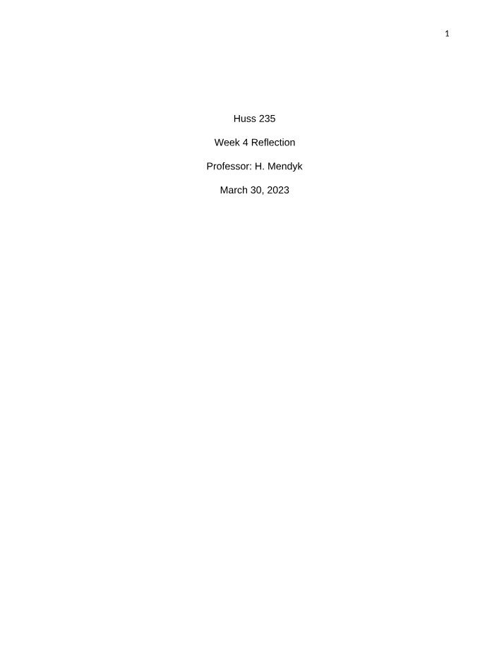 Reflection for Week 4