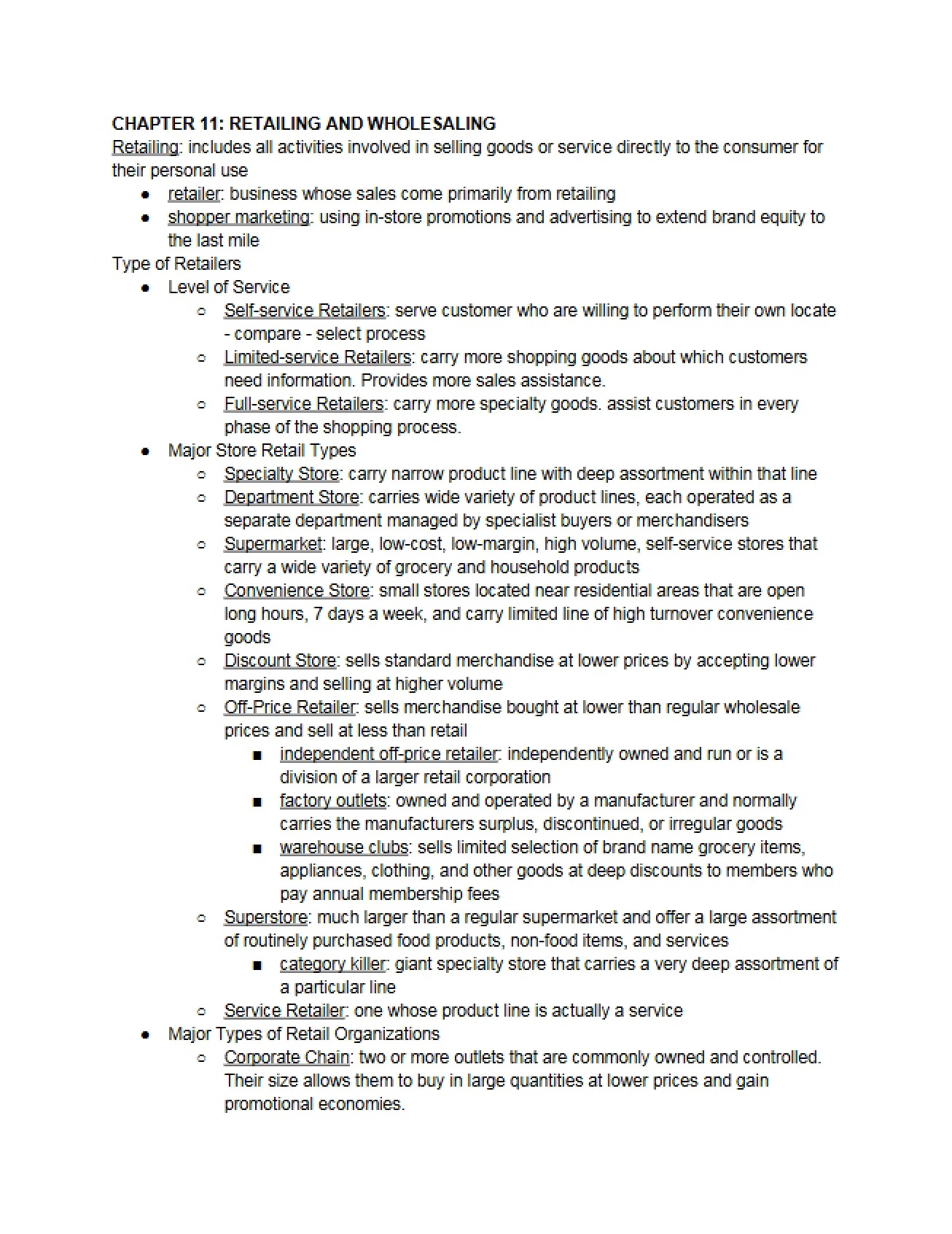 Eleventh Chapter An Overview of Retailing and Wholesaling
