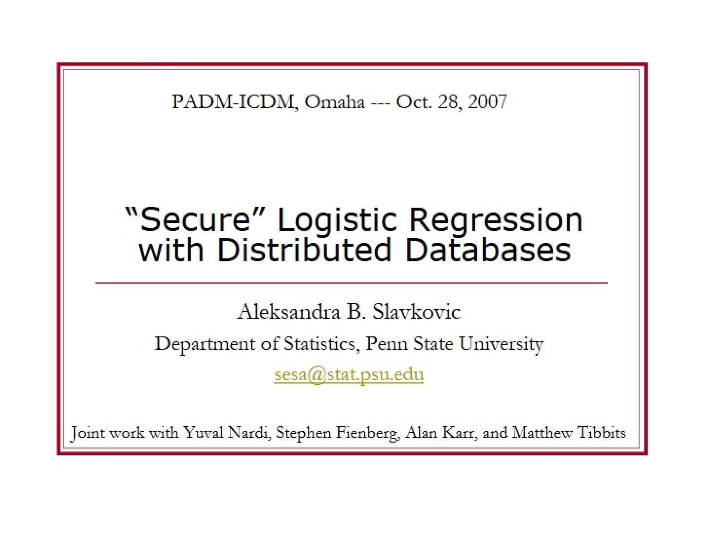 Distributed Databases and Logistic Regression