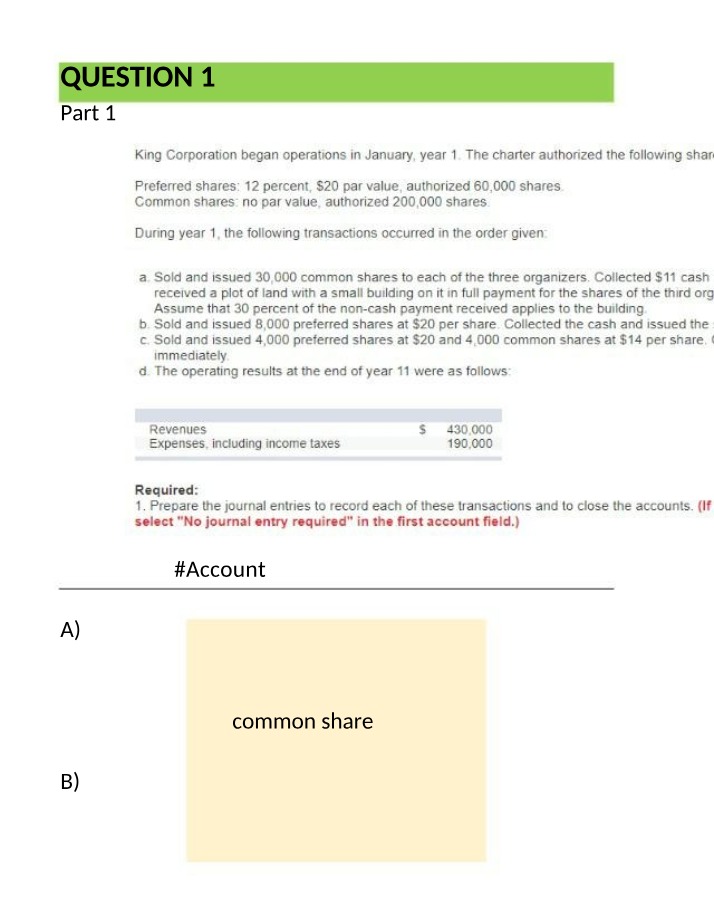 Shareholder's Equity and Dividends