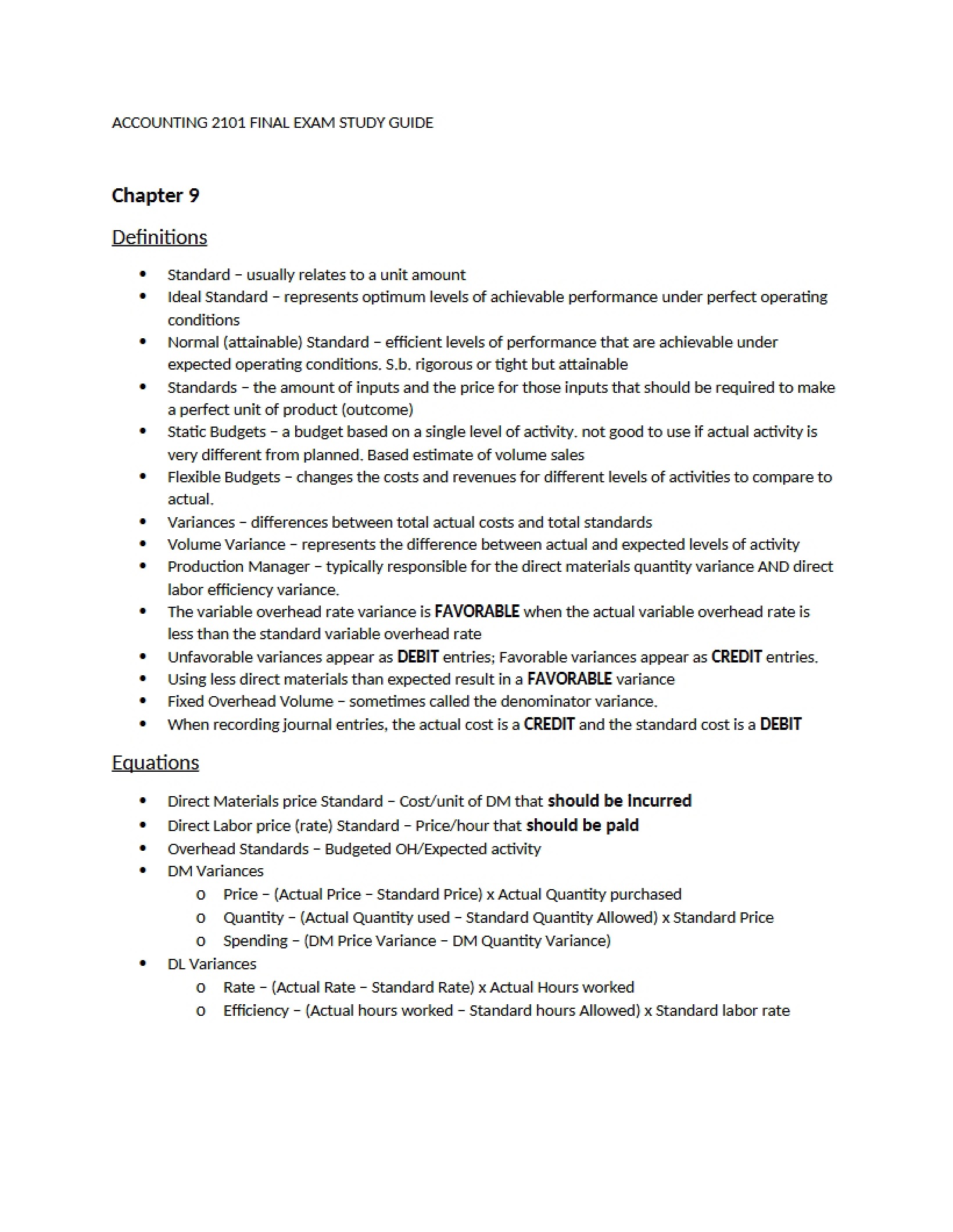 Study Guide for Final Exam