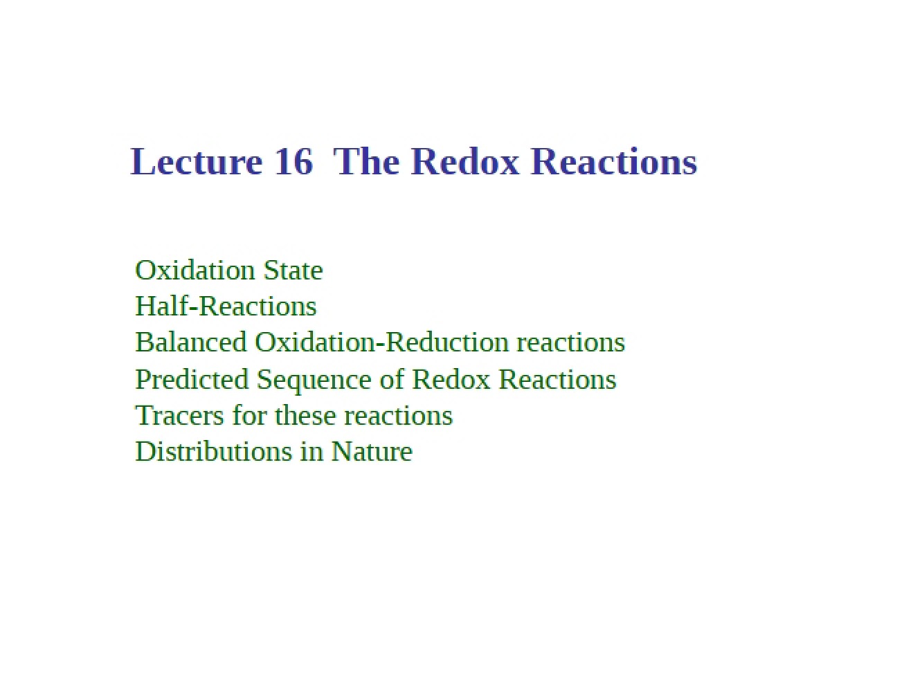 Redox Reactions