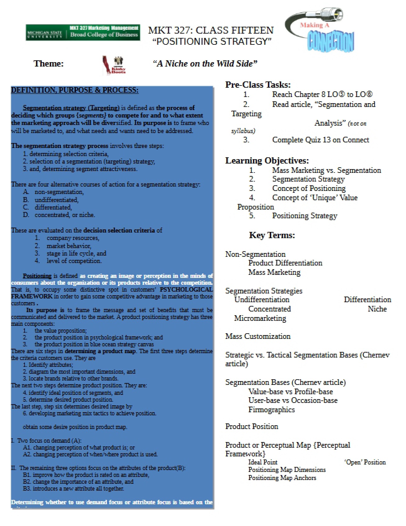 Positioning Class 15 - MKT 327