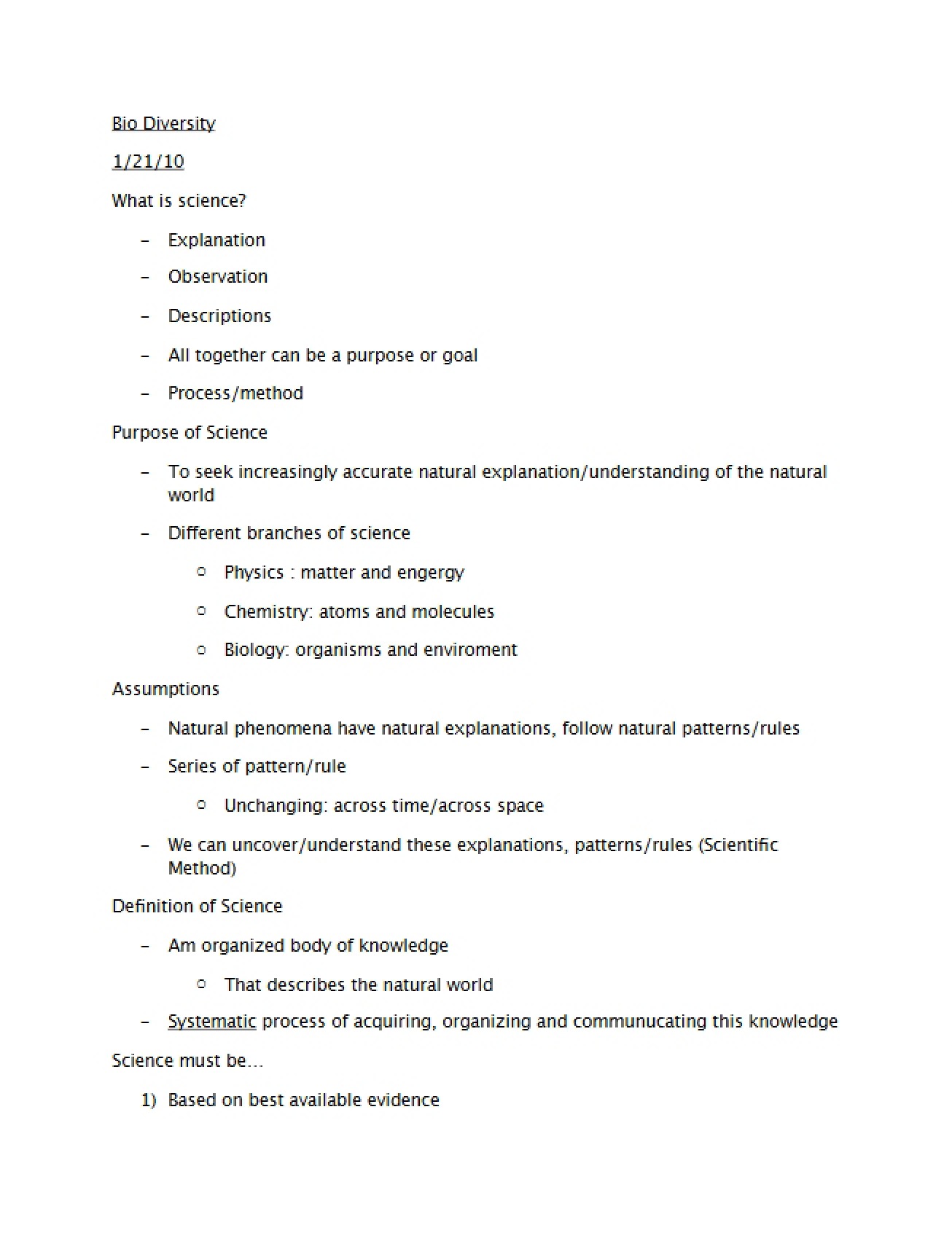 Bio Diversity Lecture 7