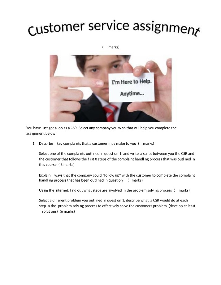 Assignment on Customer Service