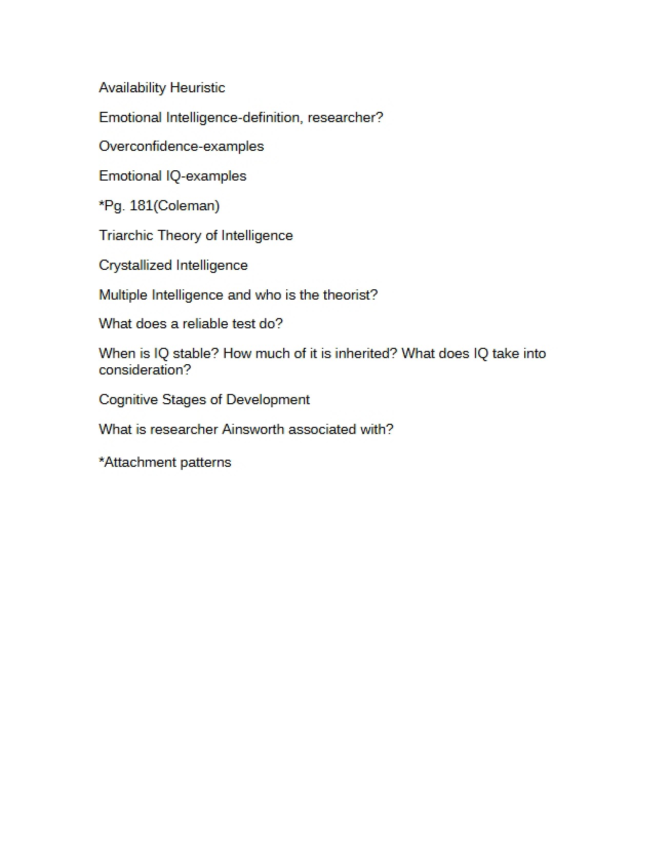 Notes on Strategies for Successful College Studying