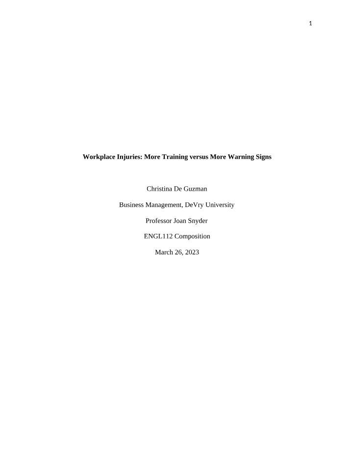 Enhancing Safety with Training and Warning for Workplace Injuries