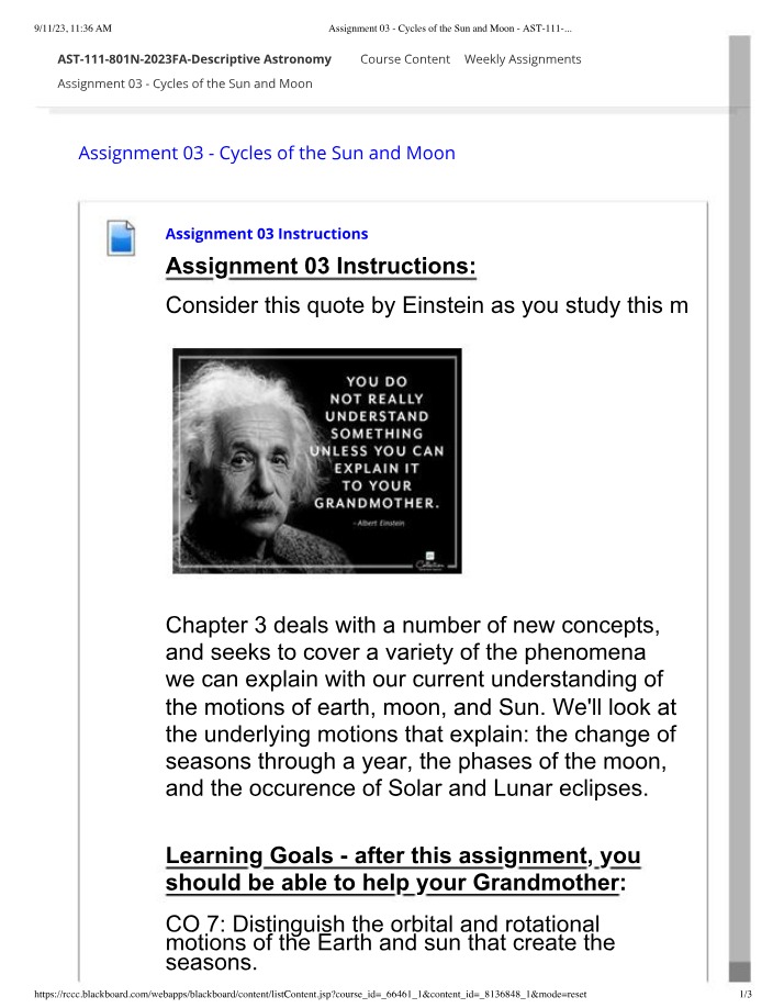Cycles of the Sun and Moon - Assignment 03