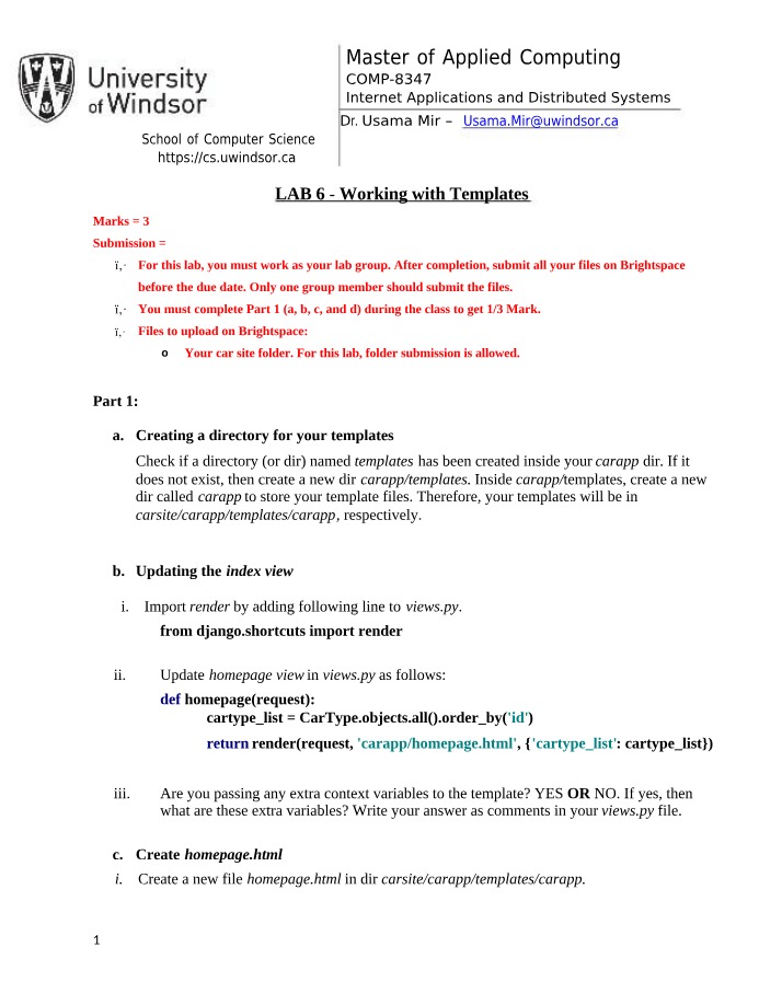 Lab 6 Working with Templates Draft