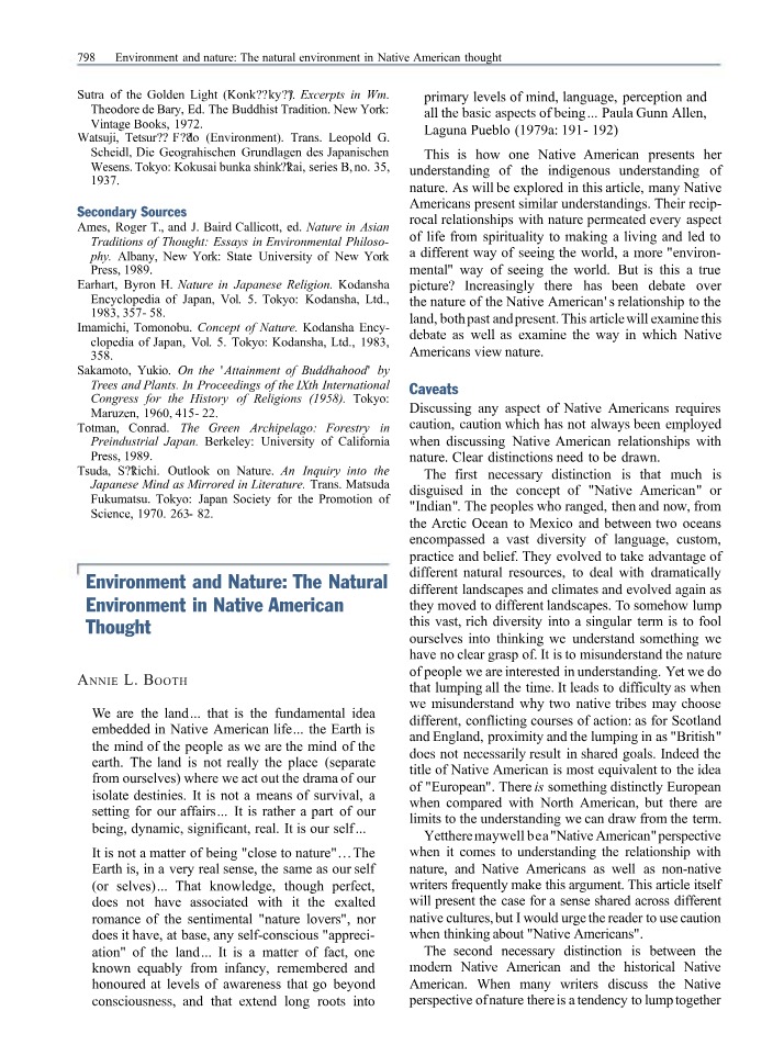 Natural Environment in Native American Thought