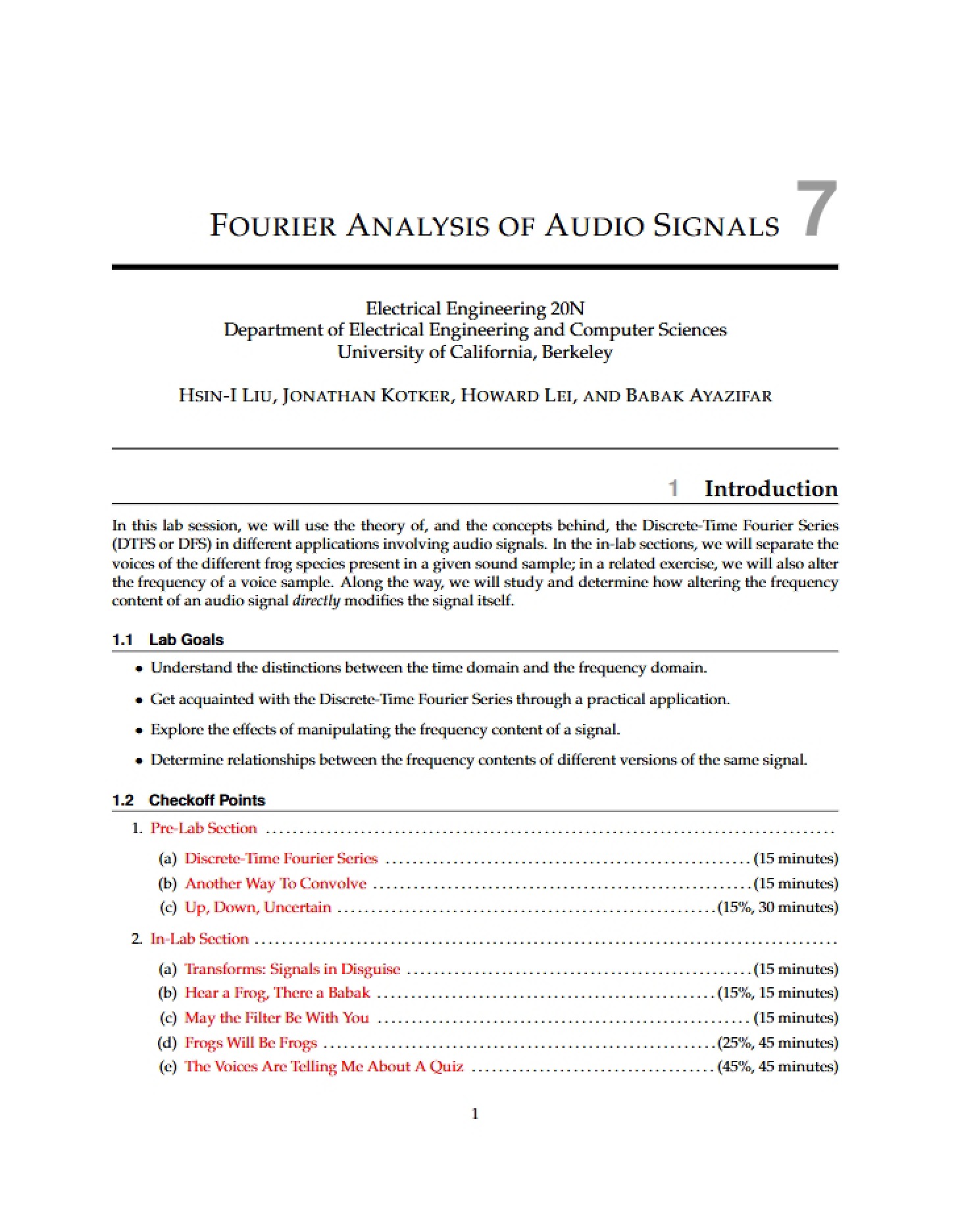 Audio Signal Fourier Analysis