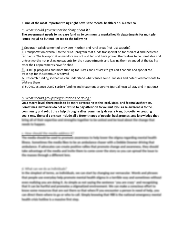 Addressing America's Mental Health Crisis - Government