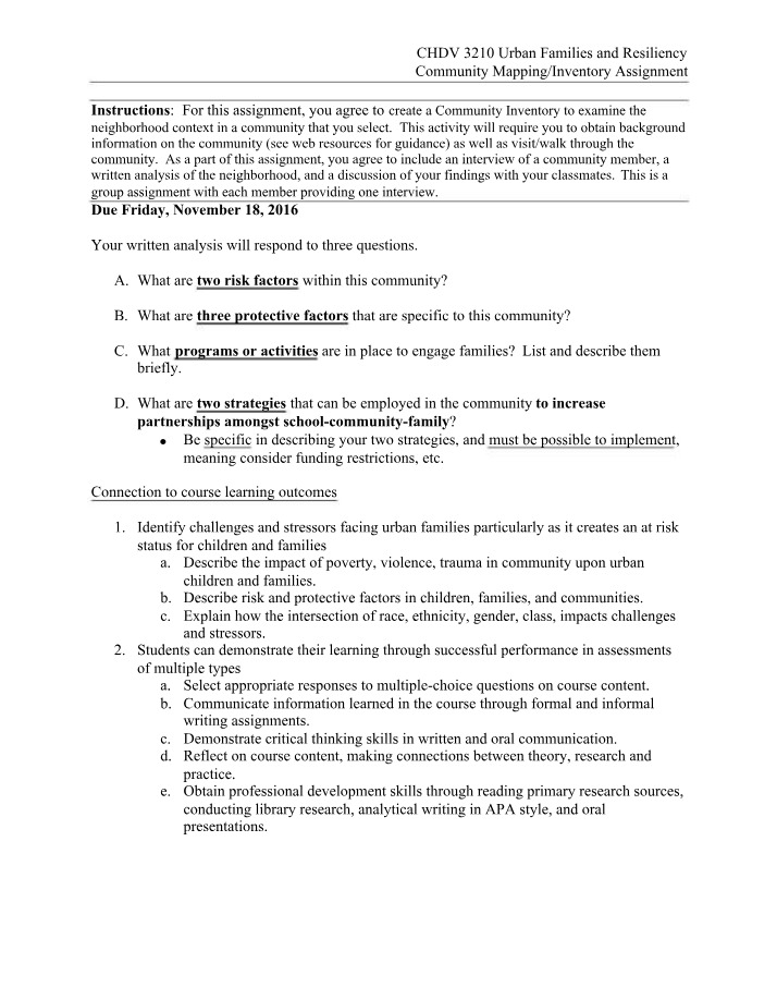 Guidelines for Community Mapping Assignment