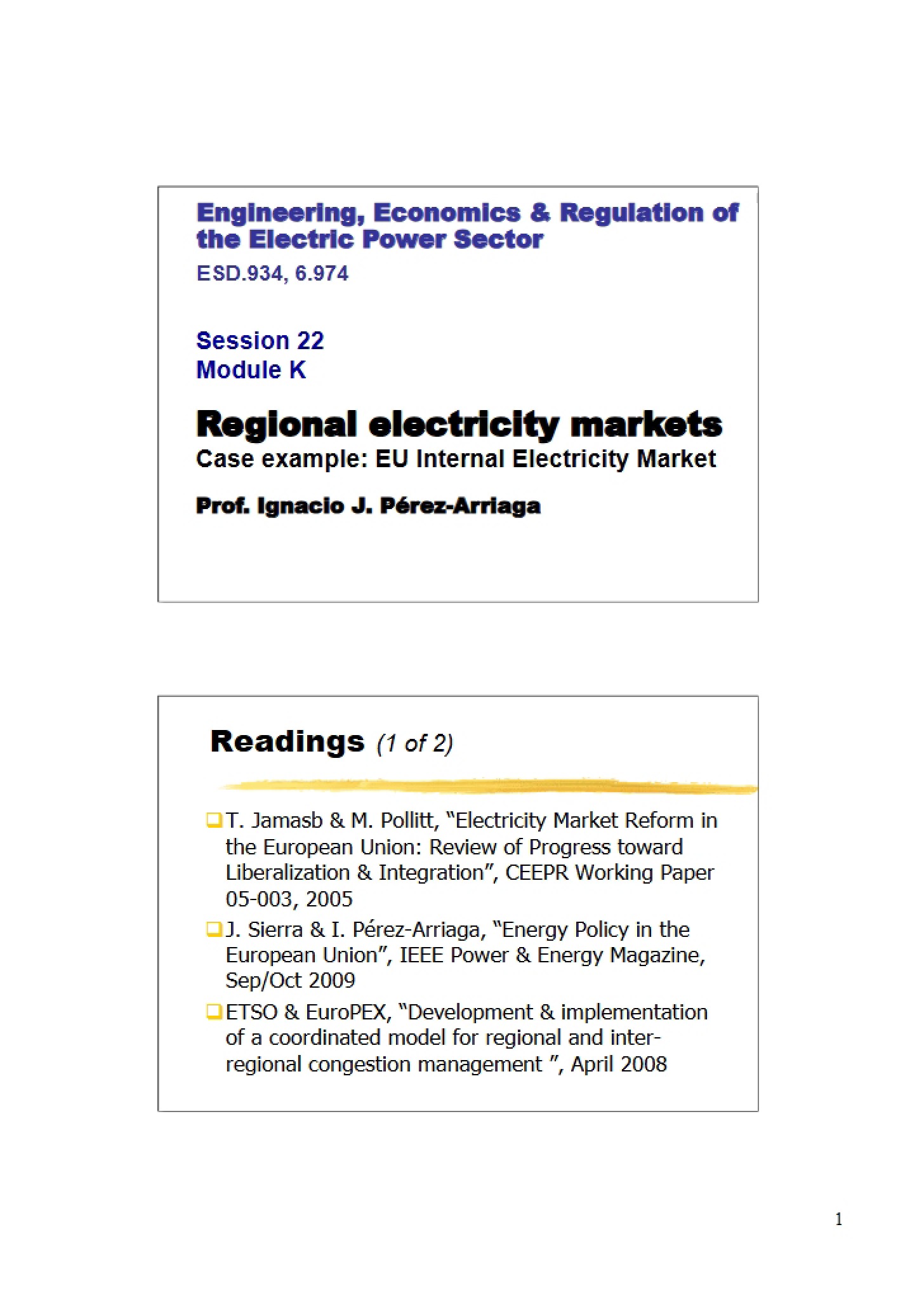 Electricity Markets (Regional)