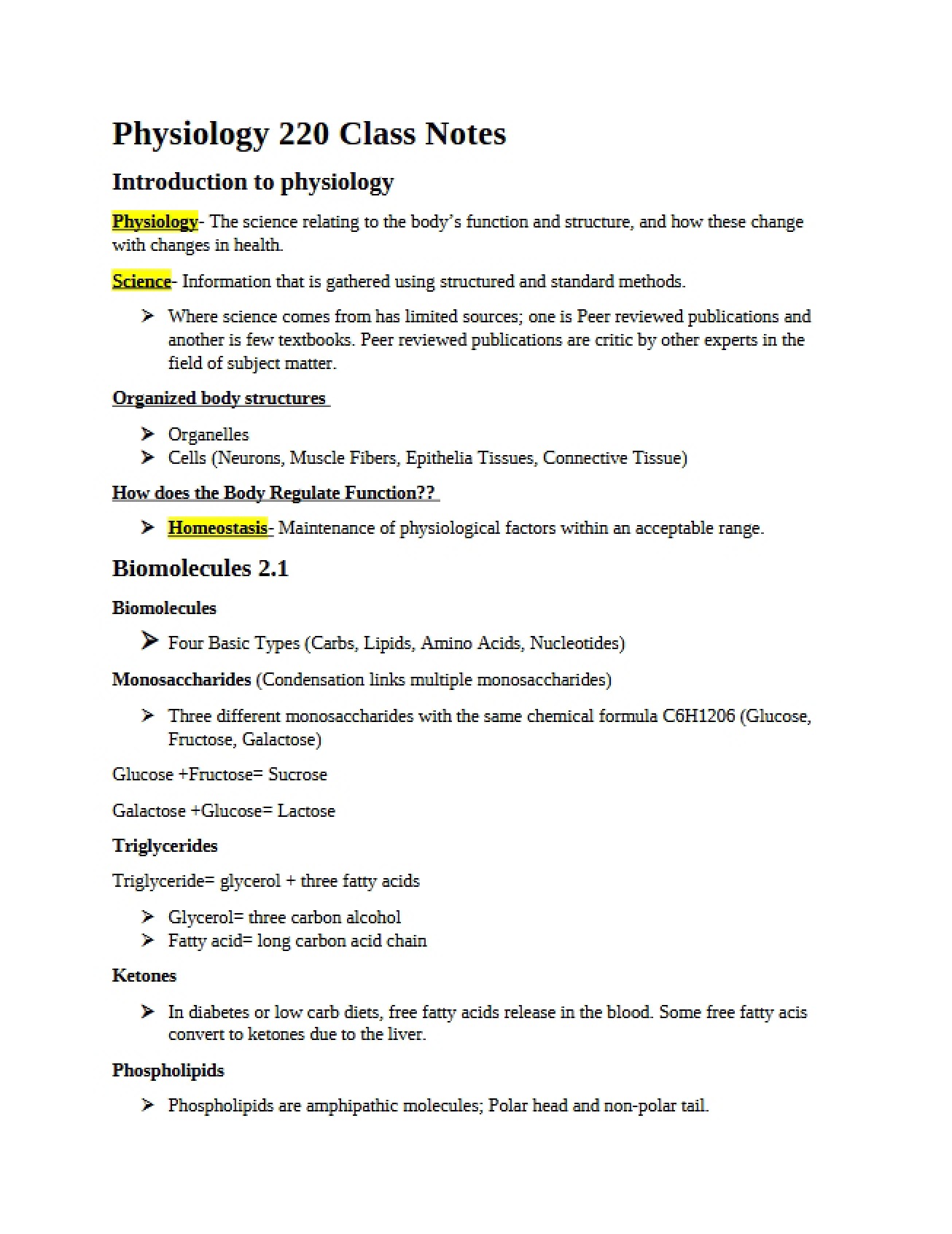 Physiology Fundamentals
