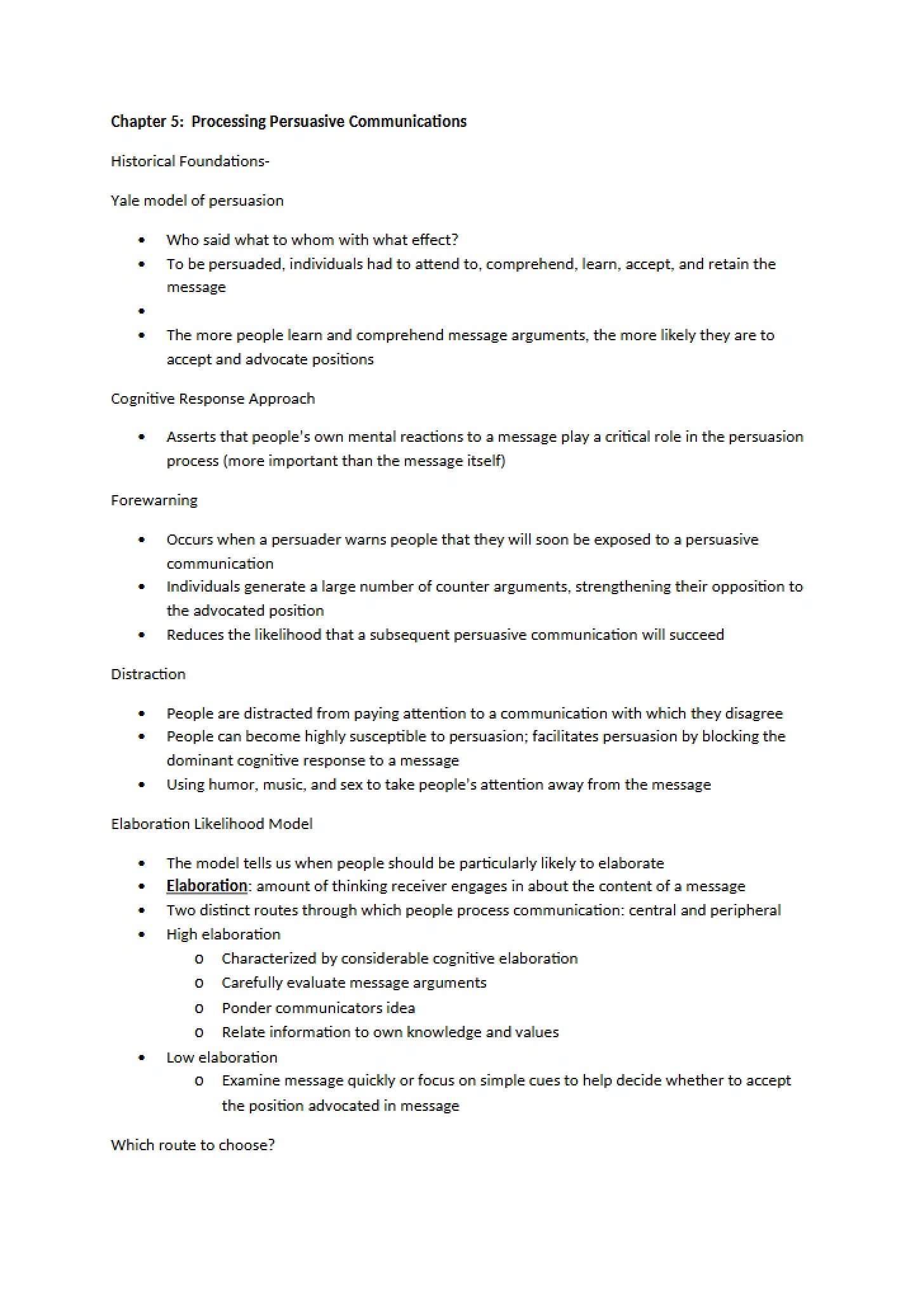 Persuasive Communications Processing Chapter 5