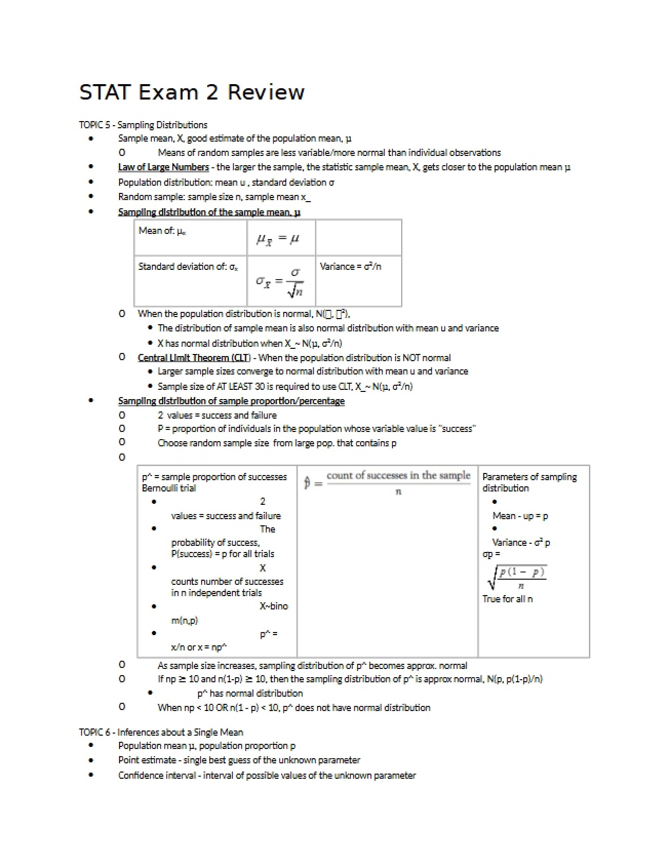 STAT 302 - Exam 2 Review