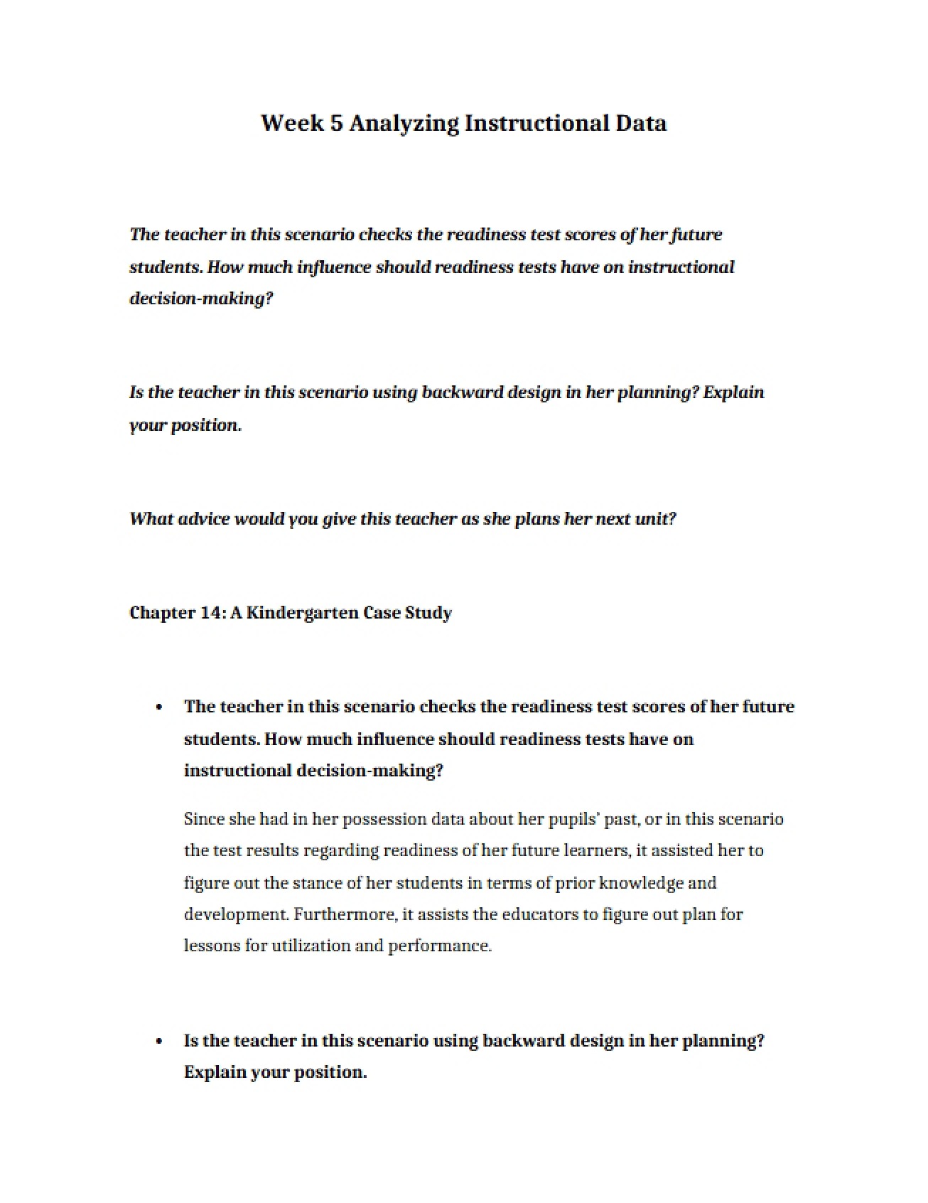 Data Analysis for Instruction