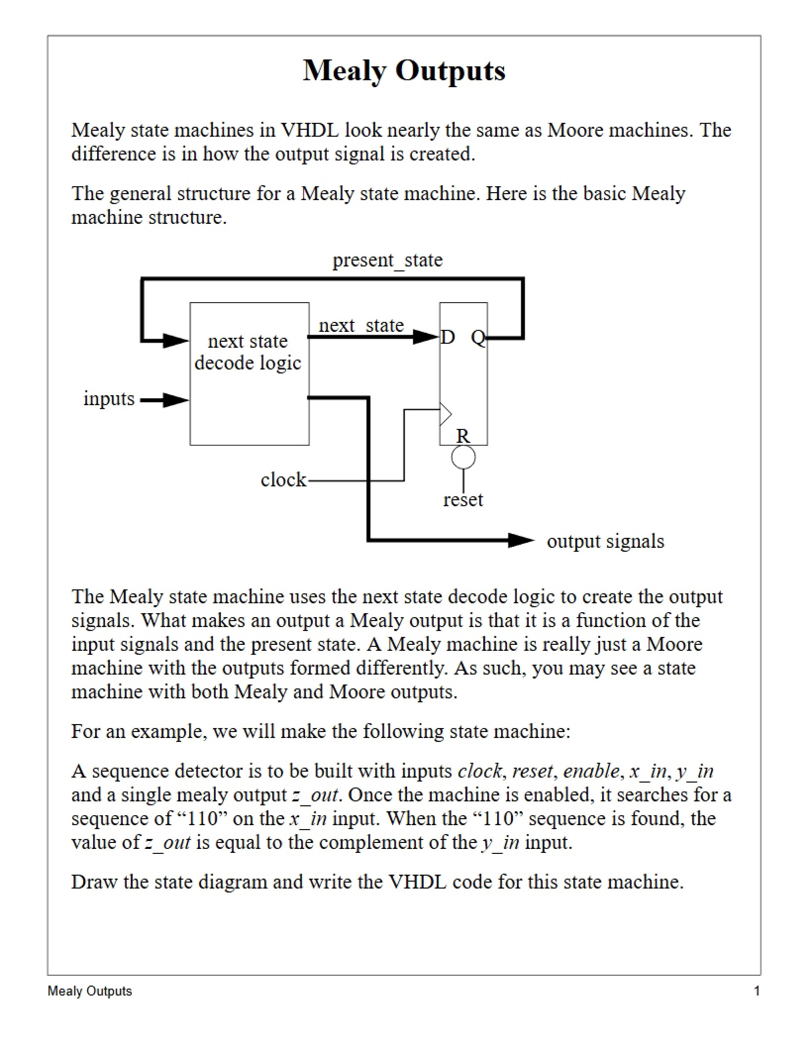 Outputs of Mealy Machines