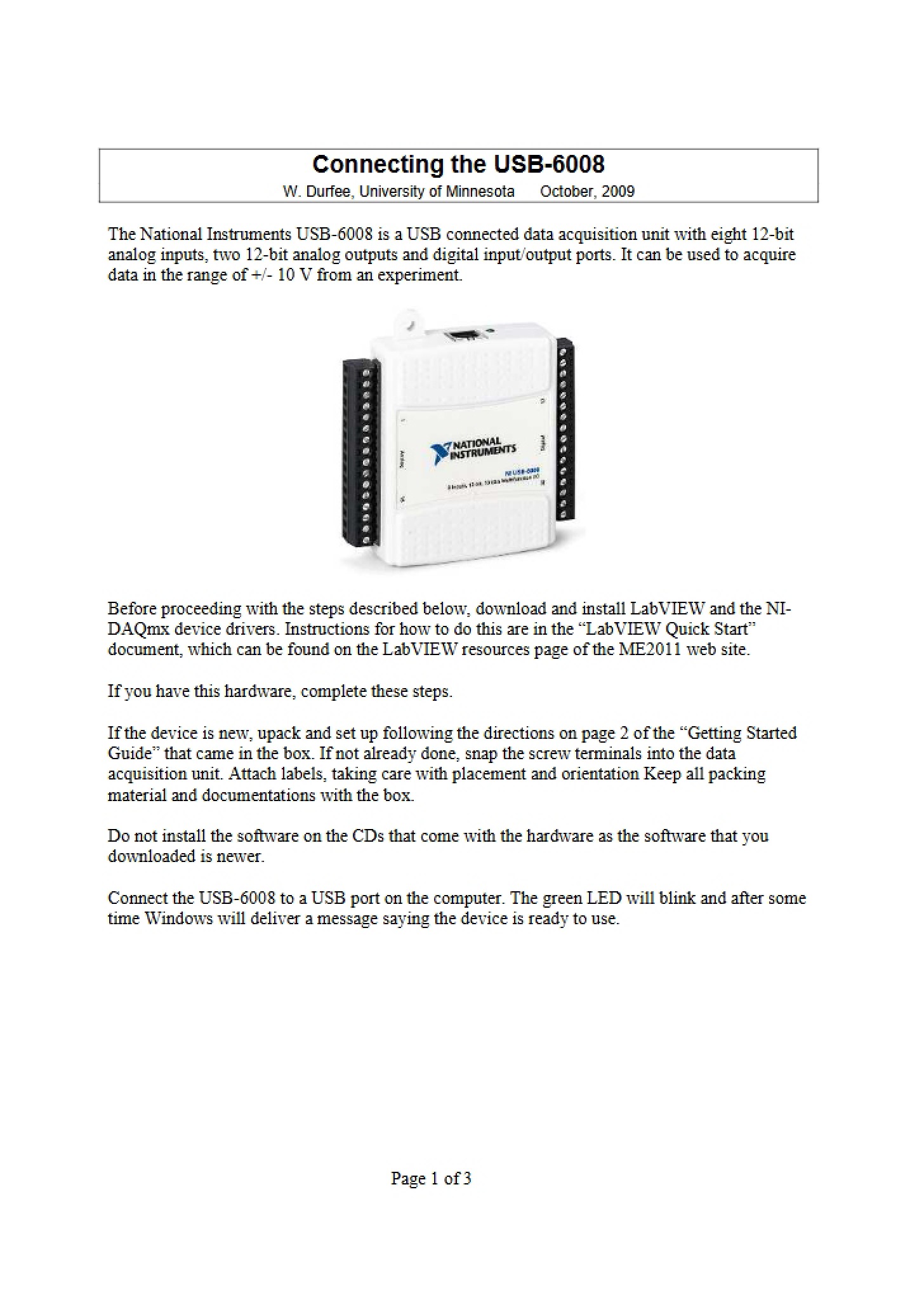 USB-6008 Connection in LabVIEW