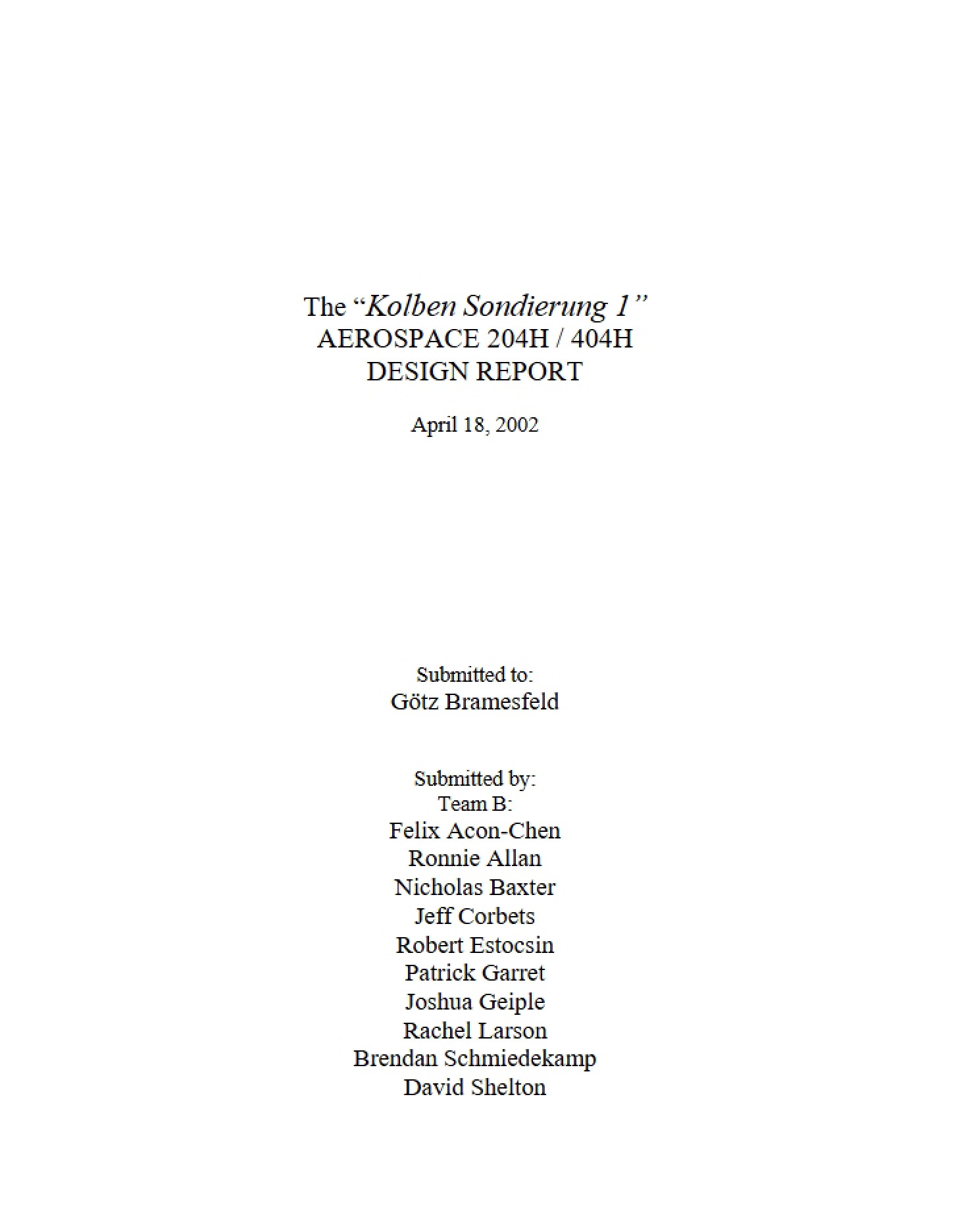 Report on Design