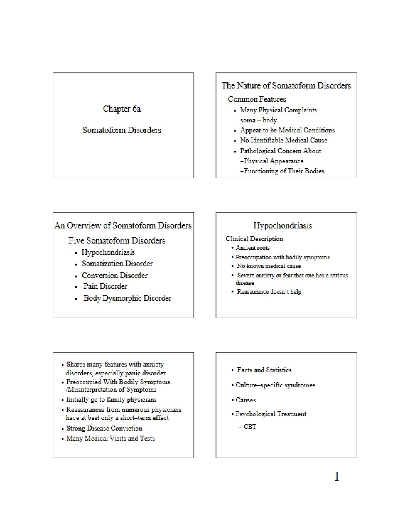 Overview of Somatoform Disorders