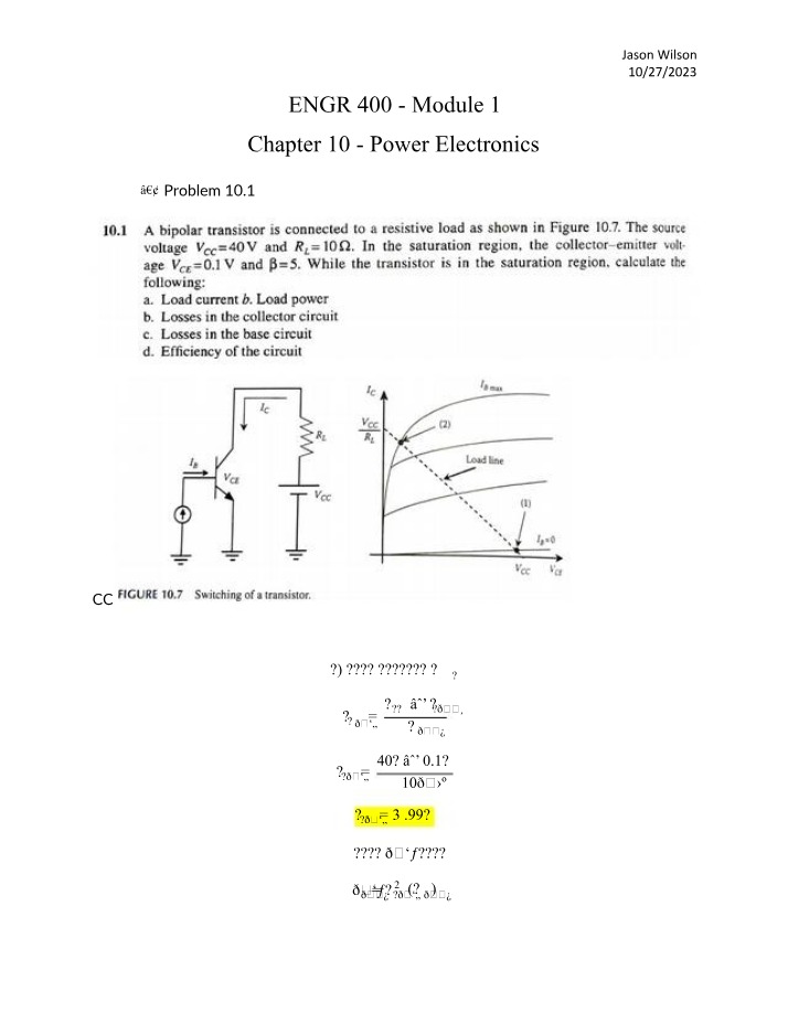 Power Electronics Problems - ENGR 400 Module 1