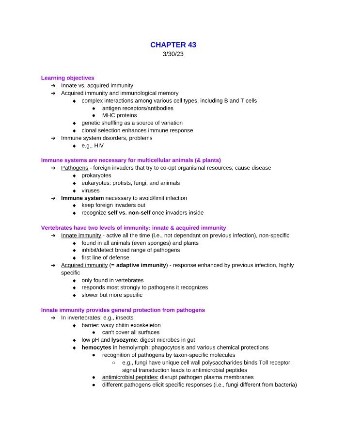 BSC 116 - Chapter 43