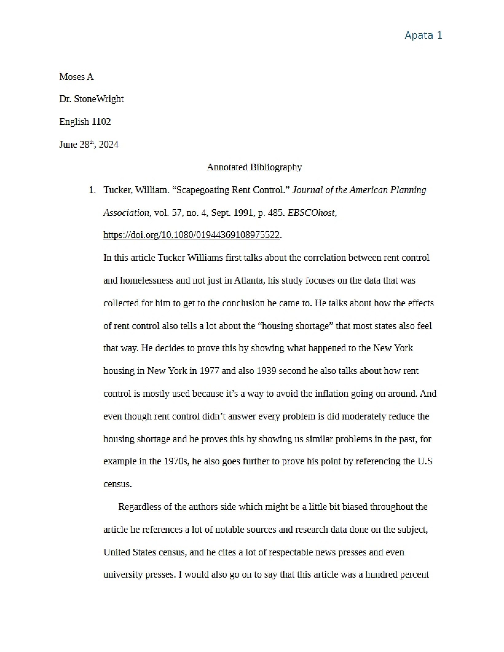 Bibliography with Annotations - 5 Pages