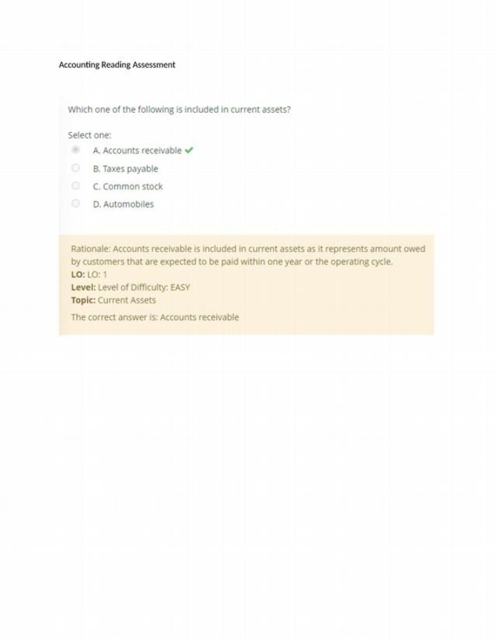 Accounting Reading Assessment First Draft