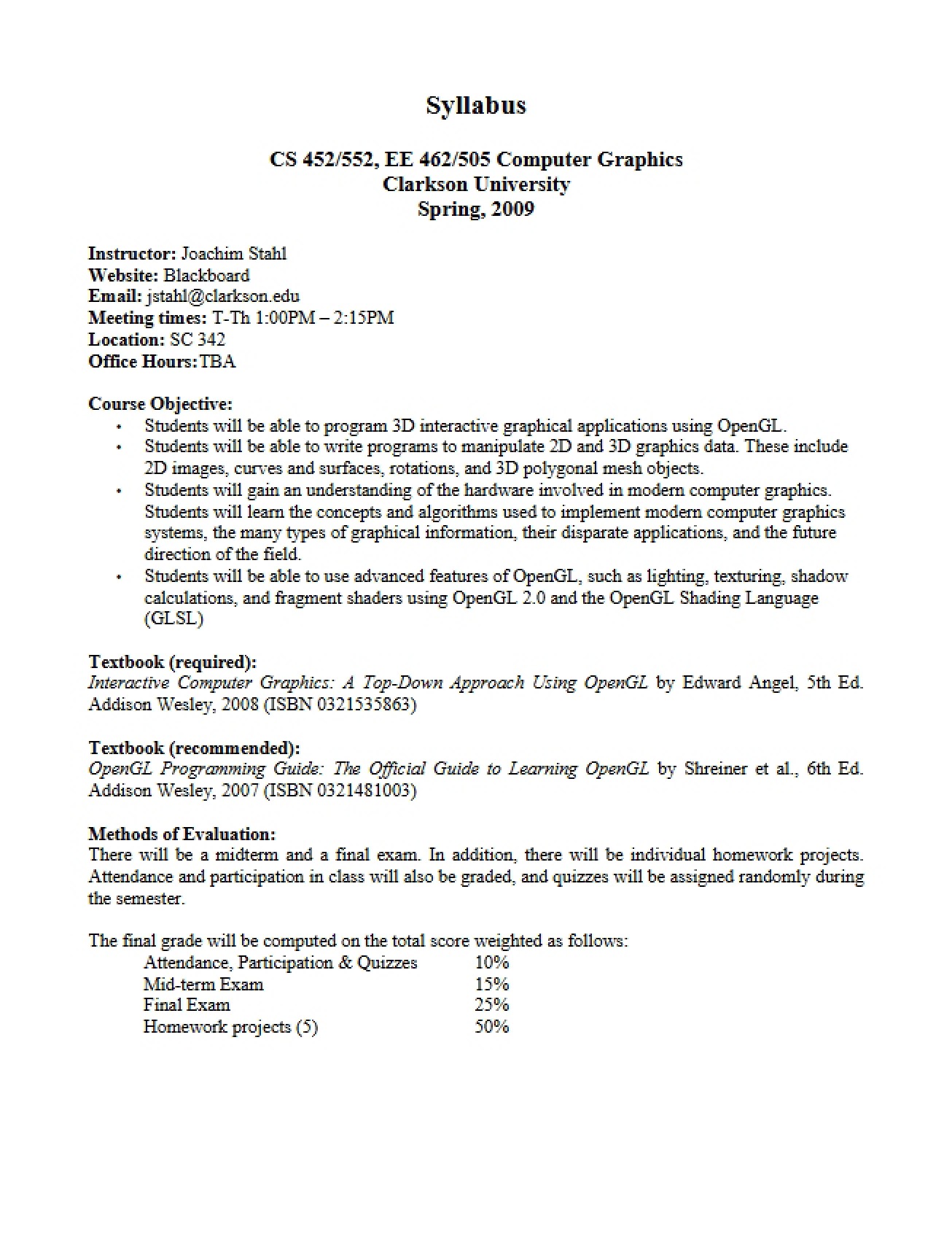 Computer Graphics Syllabus
