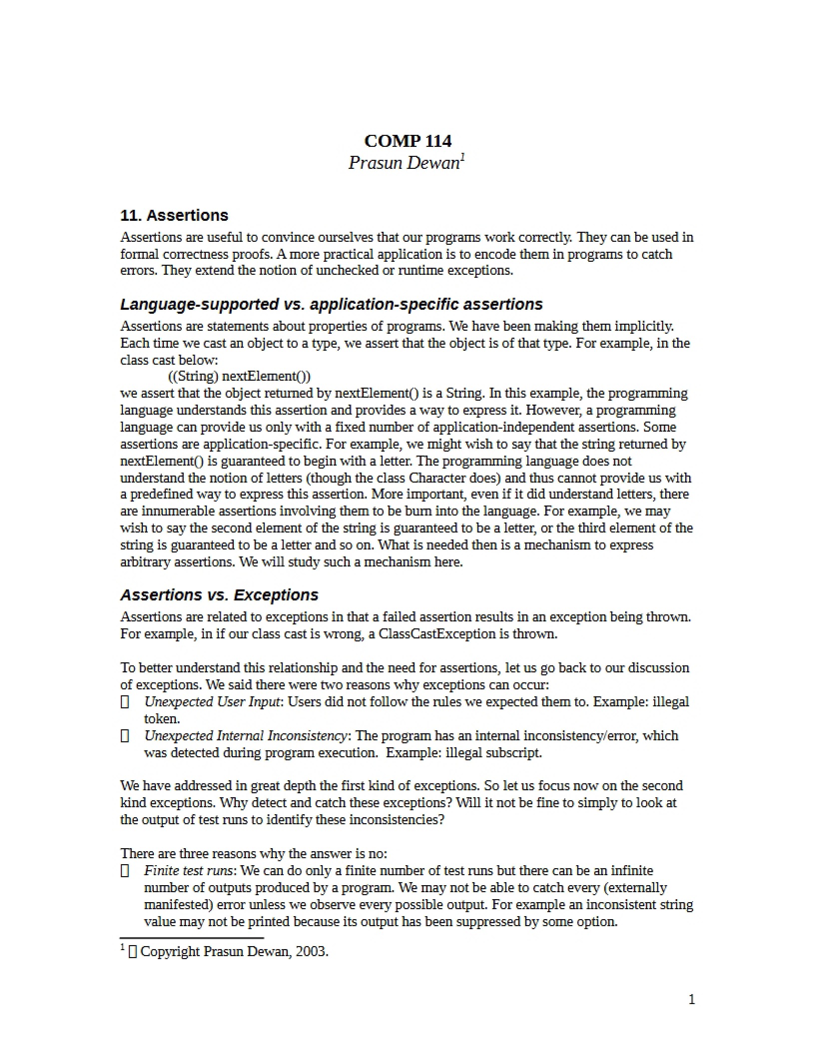 Using Assertions