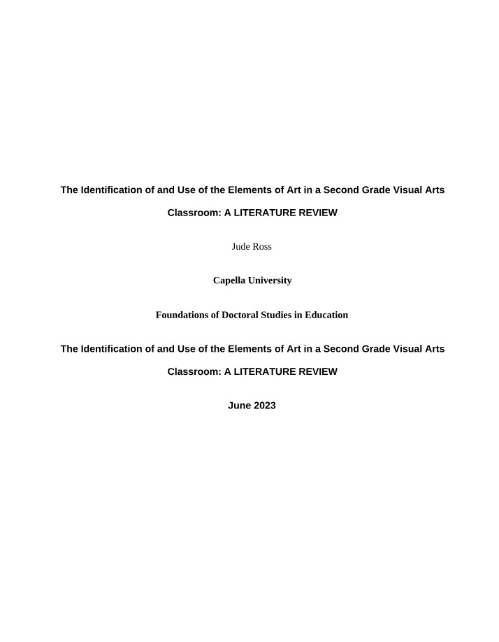 Elements of Art in Second Grade Visual Arts - A Literature Review