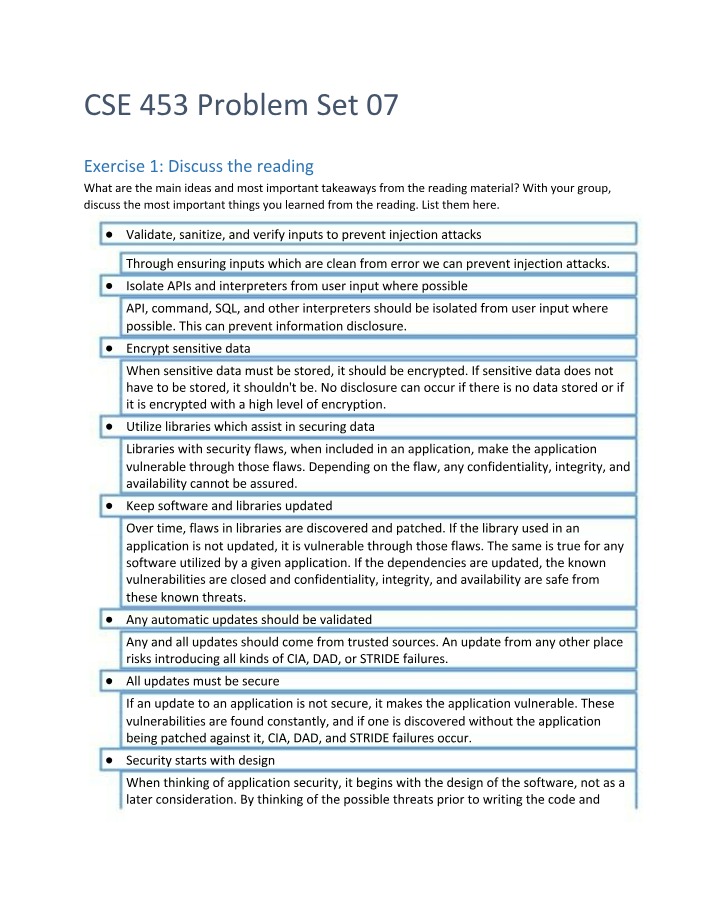Problem Set 07 for CSE 453