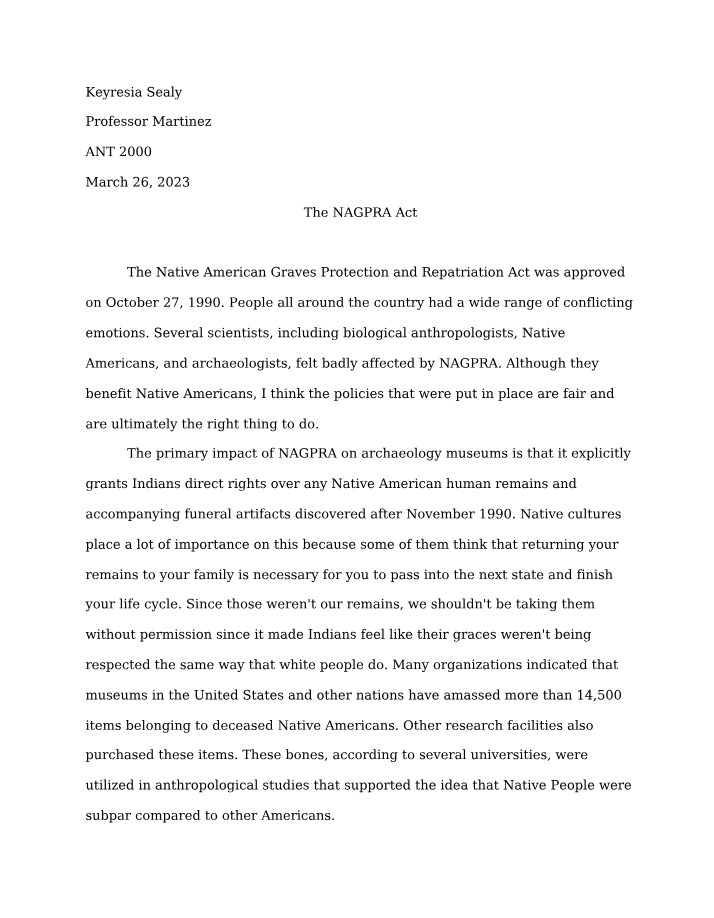 NAGPRA - Protecting Native American Graves and Cultural Resources