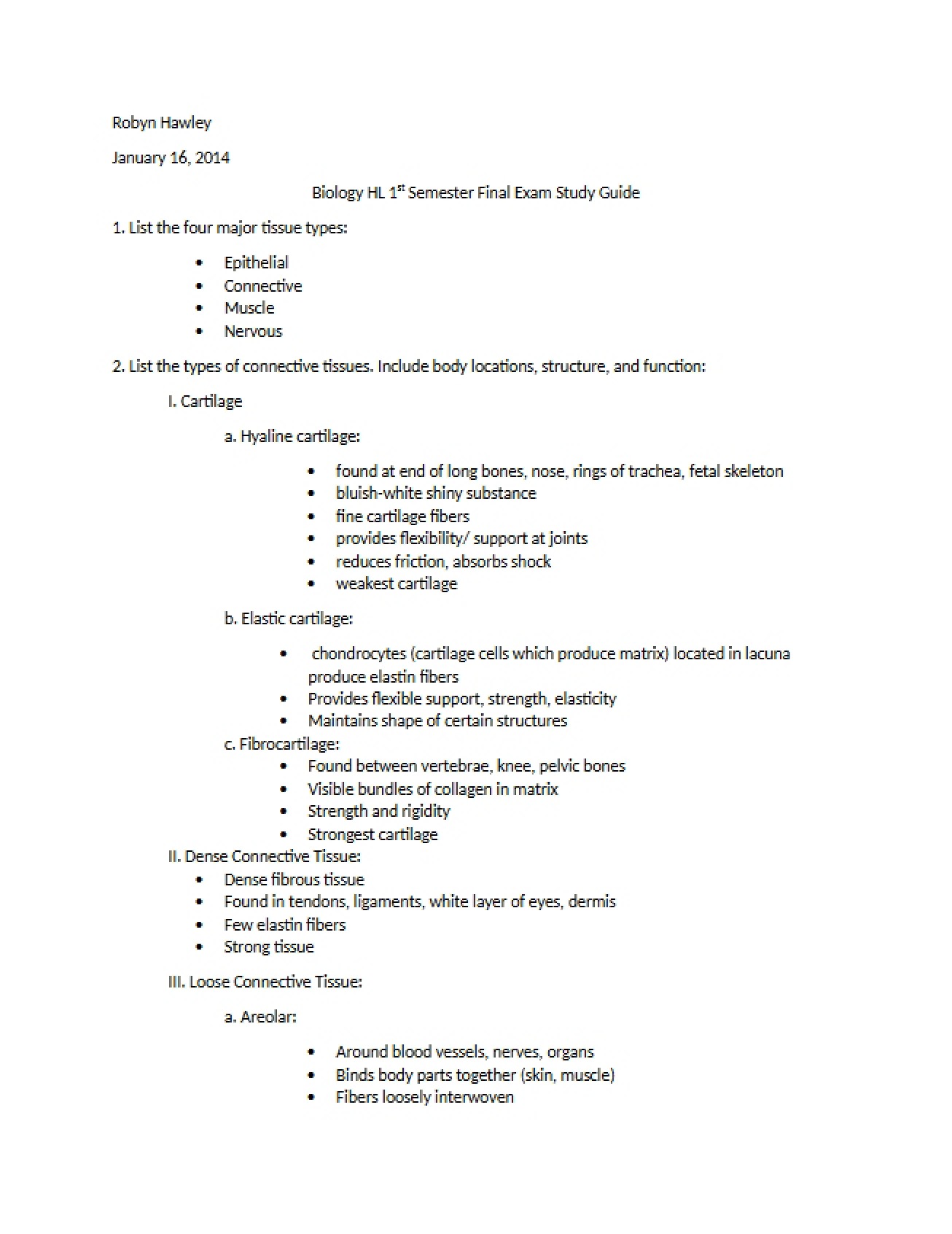 Final Exam Study Guide for an Introduction to Biological Sciences Course