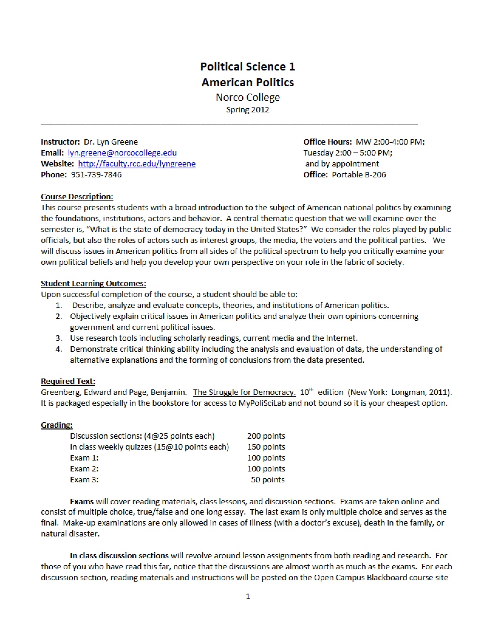 American Politics Syllabus