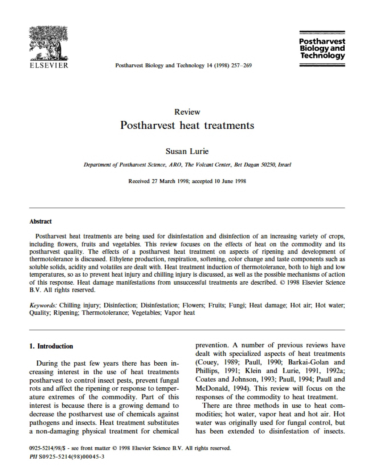 Use of Postharvest Heat Treatments